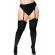 Leg Avenue Black Nylon Thigh Highs With Black Bow