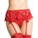 Queen Lingerie Thong With Lace Garter Belt - Red