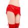 Queen Lingerie Thong With Lace Garter Belt - Red