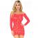 Leg Avenue Crochet Lace Long Sleeve Mini Dress Coral One Size