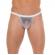 Mens White G-String With White Mesh Pouch