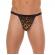 Mens Black G-String With Leopard Print Pouch