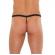 Mens Black G-String With Leopard Print Pouch