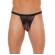 Mens Black G-String With Black Net Pouch