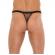 Mens Black G-String With Black Net Pouch