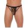 Mens Black G-String With Black Straps To Animal Print Pouch