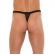 Mens Black G-String With Black Straps To Animal Print Pouch