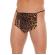 Mens Black G-String With Leopard Loincloth