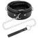 Darkness Black Soft Collar With Leash Leather