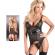 Black Powernet Suspender Basque With Matching G-String