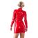 LateX Zip Up Mini Dress With Long Sleeves Red