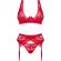 Obsessive - Lacelove Three Pieces Set Red