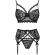 Livco Corsetti Fashion - Moridam Lc 90552 Bra + Garter Belt + Panty Negro