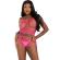 Leg Avenue - T-Shirt & Pants Set Fishnet Fuchsia