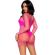 Leg Avenue - Long Sleeve Net Dress Fuchsia