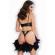 Chilirose - Cr 4687 Set Two Pieces Crotchless Black