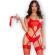 Chilirose - Cr 4625 Set Four Pieces Crotchless Red