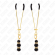 Kink - Gold Thin Nipple Clamps With 3 Black Glass Beads 7 CM