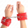 Kink - Premium Fur Lined Wrist Restraints Red With Red Belt Adjustable 17-29 CM X 6 CM