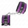 Kink - Premium Fur Lined Wrist Restraints Black With Purple / Black Belt Adjustable 17-29 CM X 6 CM