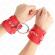 Kink - Fixed Wrist Restraints With Ring and Studs Adjustable Red 17-22 CM X 6.5 CM