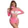 Subblime - 952273 Long Sleeve Elastic Fishnet Bodystocking Pink One Size