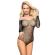 Subblime - 952297 Glossy Fishnet Bodystocking With Off Shoulders Long Sleeve Black One Size