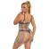 Subblime - 952365 Rainbow Bare Shoulder Fishnet Bodystocking One Size