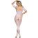 Subblime - 951818 Fishnet Crotchless Bodystocking With White Roses Pattern One Size