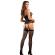 Subblime - 952099 Fishnet Bodystocking With Garter Lines and Floral Details Black One Size