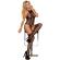 Subblime - 951986 Fishnet Crotchless Bodystocking With Prints On The Neck Black One Size