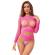 Subblime - 952204 2-PIECE Long-Sleeved Fishnet Bodystocking Pink One Size