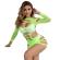 Subblime - 952280 Green Long Sleeve Elastic Fishnet Bodystocking One Size