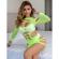 Subblime - 952280 Green Long Sleeve Elastic Fishnet Bodystocking One Size