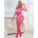 Subblime - 952389 Fishnet and Lace Crotchless Bodystocking With High Neck Pink One Size