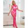 Subblime - 952389 Fishnet and Lace Crotchless Bodystocking With High Neck Pink One Size