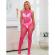 Subblime - 952389 Fishnet and Lace Crotchless Bodystocking With High Neck Pink One Size