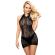 Subblime - 952075 Short Fishnet Dress With Back Back and Heart Detail Black One Size