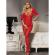 Subblime - 951825 Fishnet Crotchless Bodystocking With Red Roses Pattern One Size