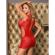 Subblime - 951863 Short Fishnet Bodystocking With Cross Details Red One Size