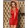 Subblime - 951863 Short Fishnet Bodystocking With Cross Details Red One Size