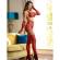 Subblime - 952181 Fishnet Bodystocking With Gloves and Diamonds Red One Size