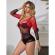 Subblime - 952259 Red and Black Gradient Long Sleeve Elastic Fishnet Bodystocking One Size