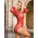 Subblime - 952303 Shiny Grill Bodystocking With Off Shoulders Long Sleeve Red One Size