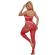 Subblime - 952372 Fishnet and Lace Crotchless Bodystocking With High Neck Red One Size