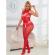 Subblime - 952372 Fishnet and Lace Crotchless Bodystocking With High Neck Red One Size