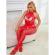 Subblime - 952372 Fishnet and Lace Crotchless Bodystocking With High Neck Red One Size