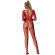 Subblime - 952419 Fishnet Bodystocking With Diamonds Long Sleeve Red One Size