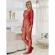 Subblime - 952419 Fishnet Bodystocking With Diamonds Long Sleeve Red One Size