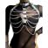 Subblime - 953737 Chest Harness With Rings and Chains Silver One Size